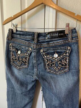 LA Idol USA Bling Pocket Cropped Capri Jeans Size 9